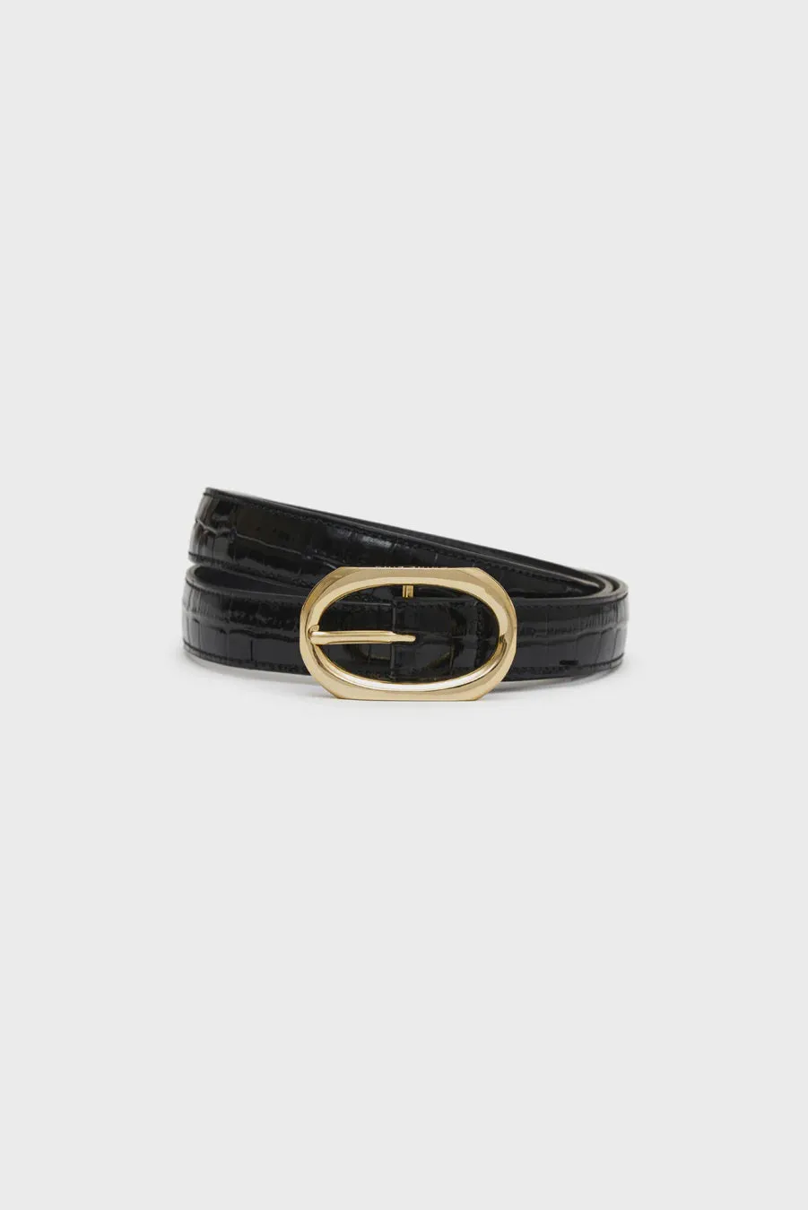 Anine Bing Mara Belt in Black Embossed