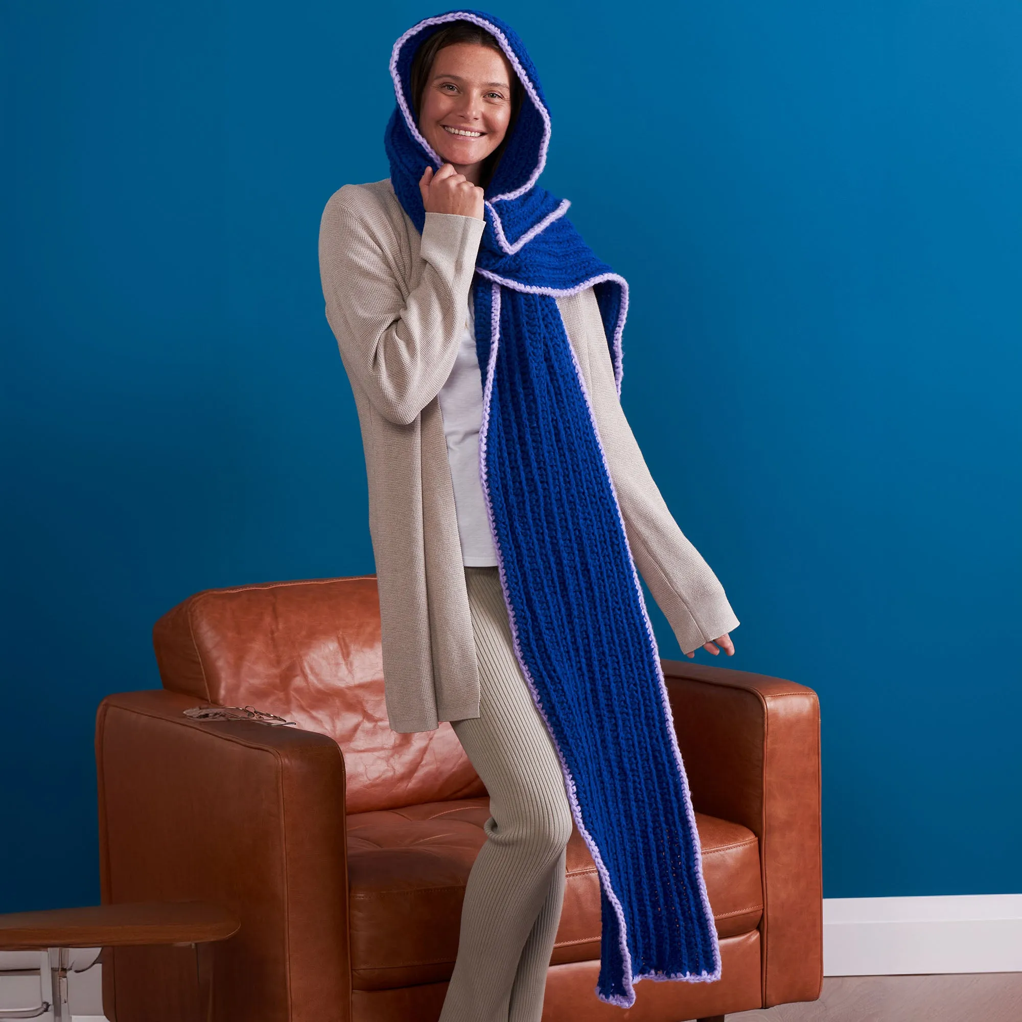 Bernat Forest Walk Crochet Hooded Scarf