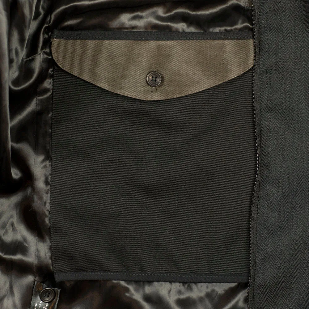 Black herringbone Rive Gauche belted raincoat