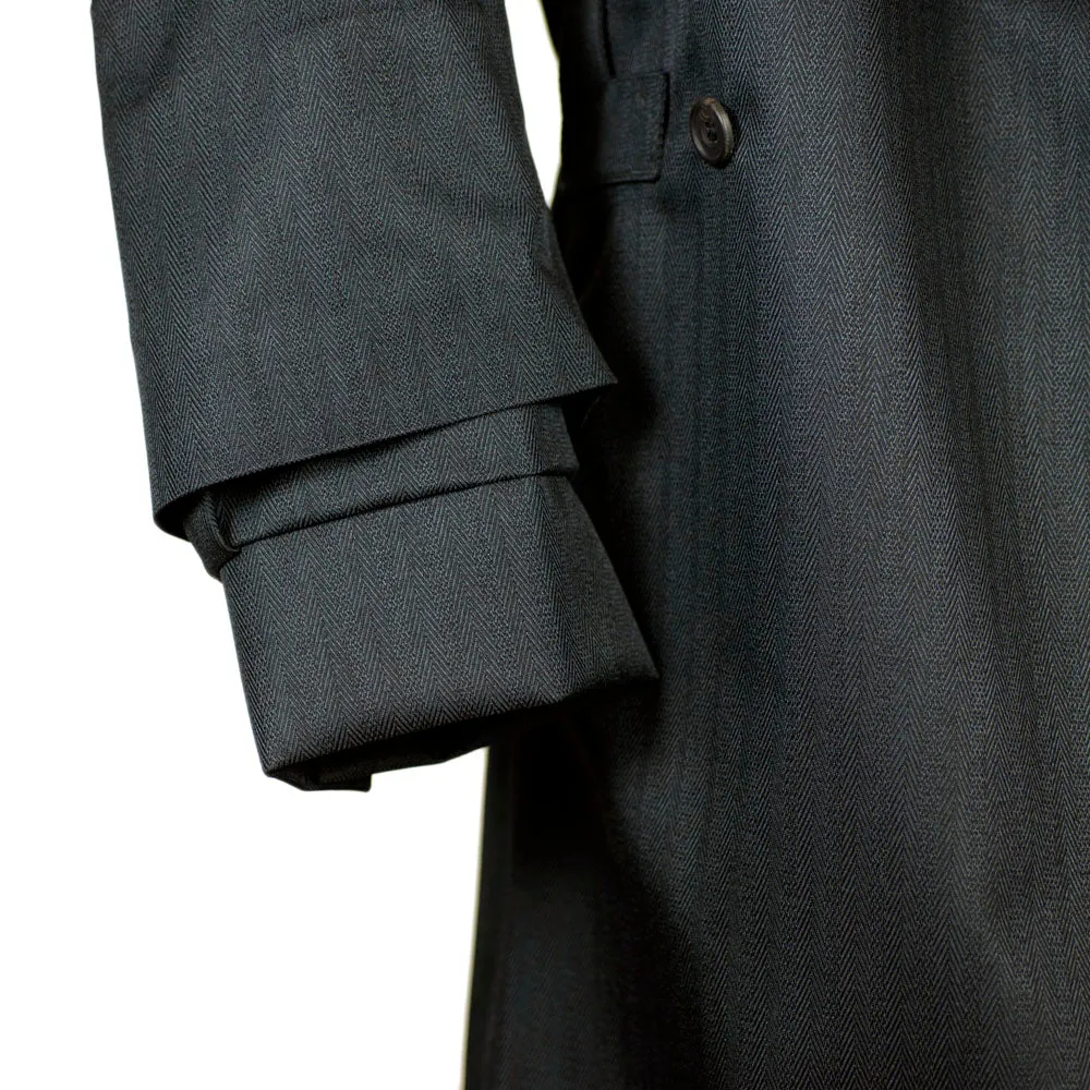 Black herringbone Rive Gauche belted raincoat
