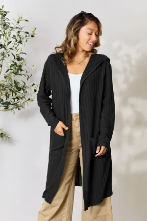 Black Hooded Sweater Cardigan