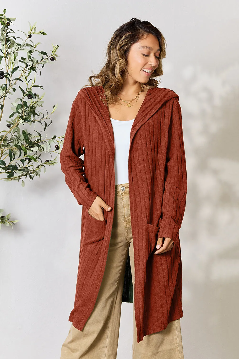 Black Hooded Sweater Cardigan