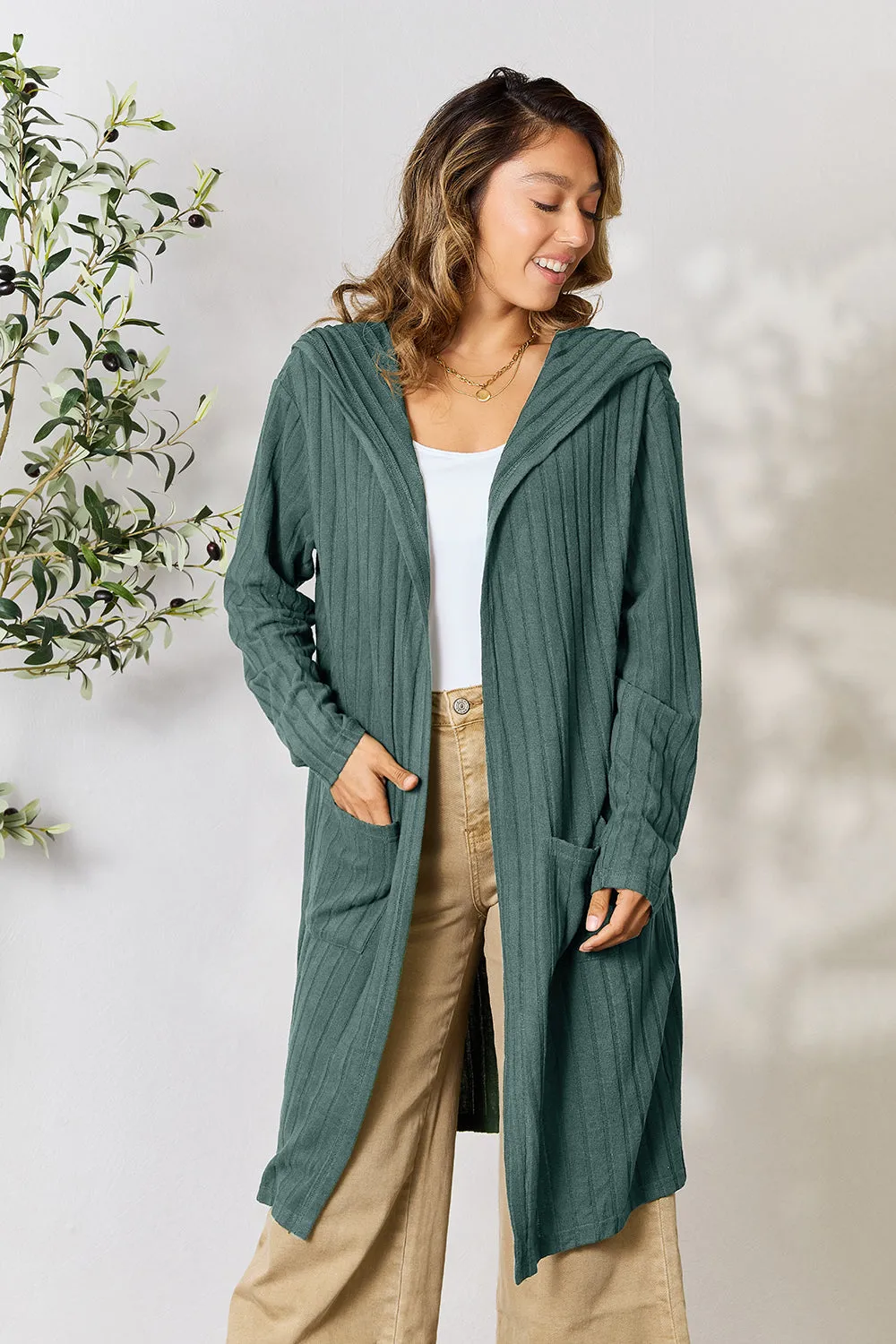 Black Hooded Sweater Cardigan
