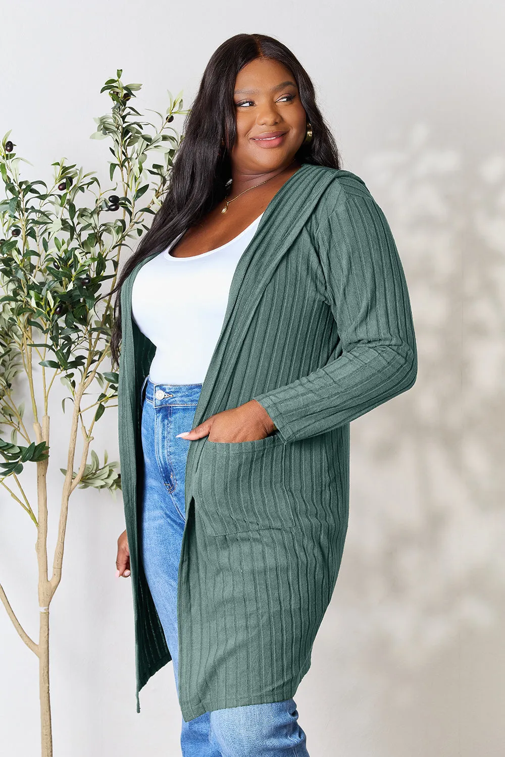 Black Hooded Sweater Cardigan