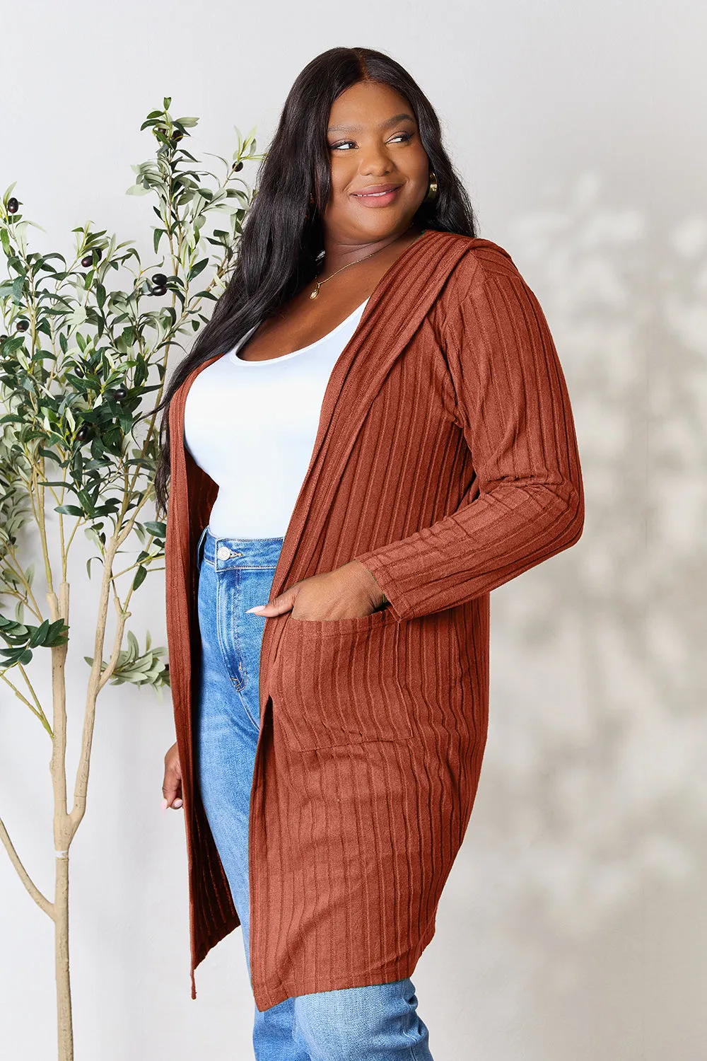 Black Hooded Sweater Cardigan