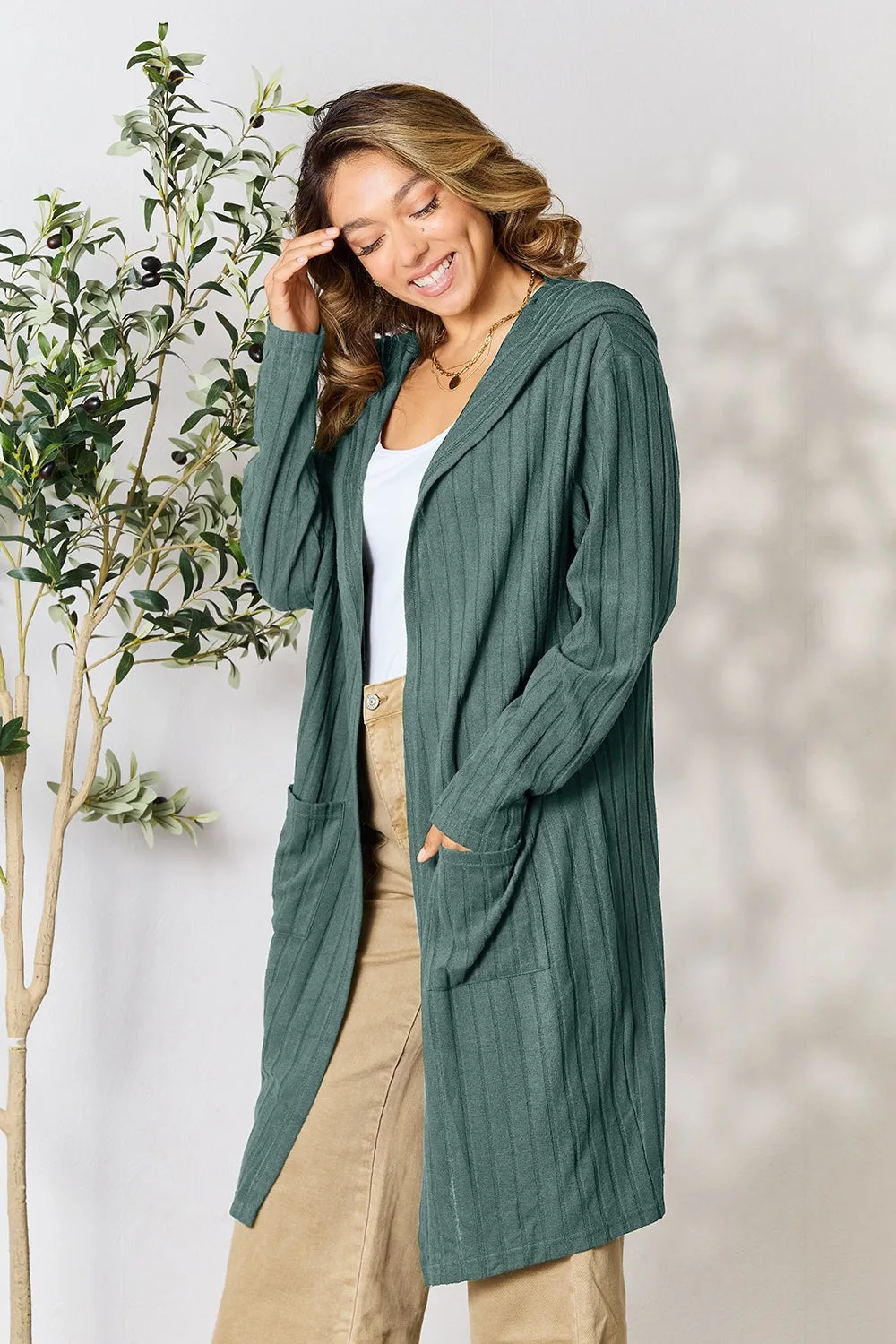 Black Hooded Sweater Cardigan