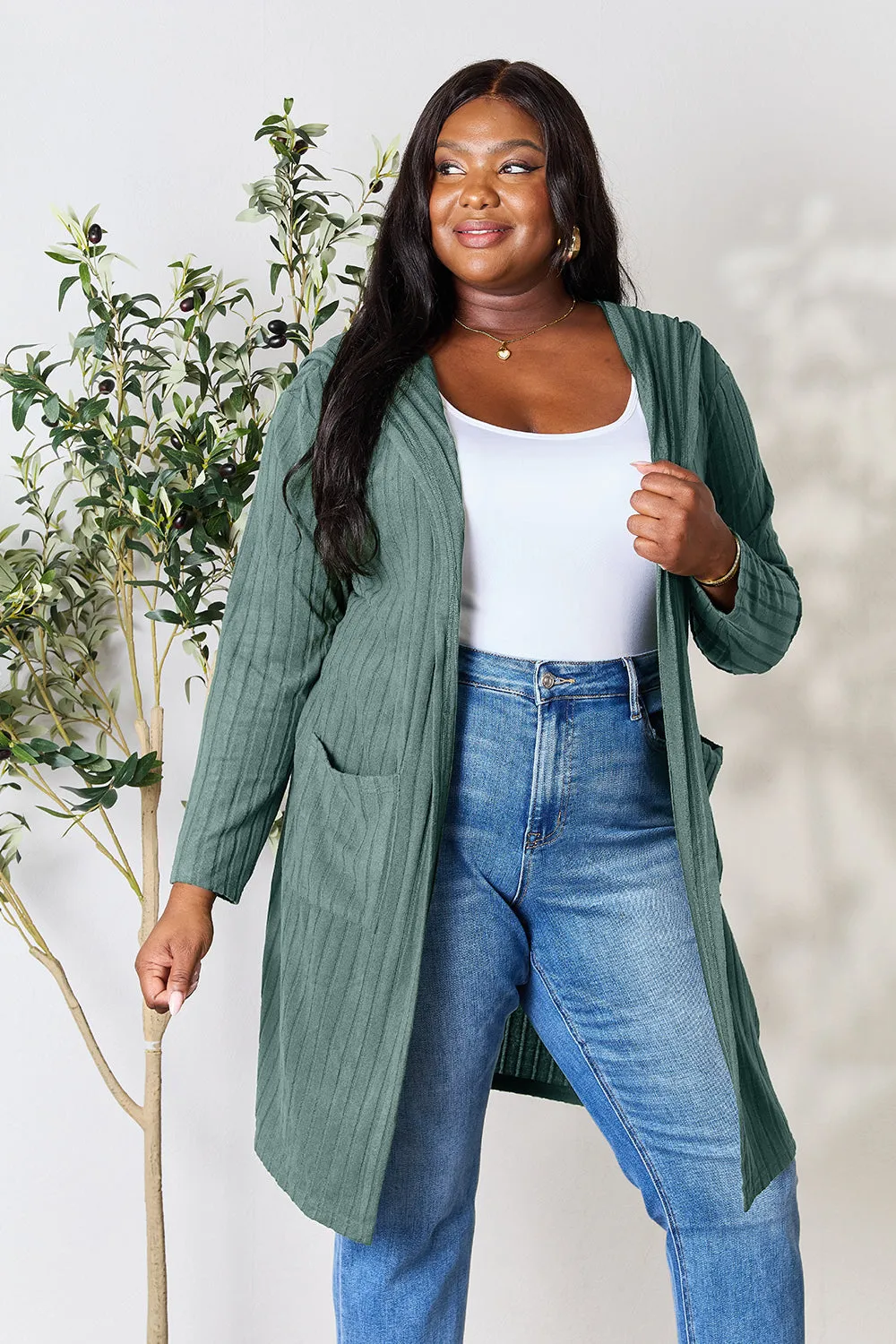 Black Hooded Sweater Cardigan
