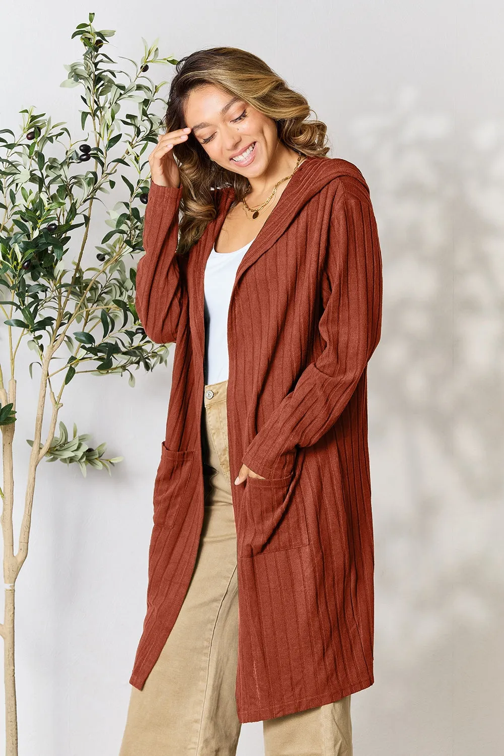Black Hooded Sweater Cardigan