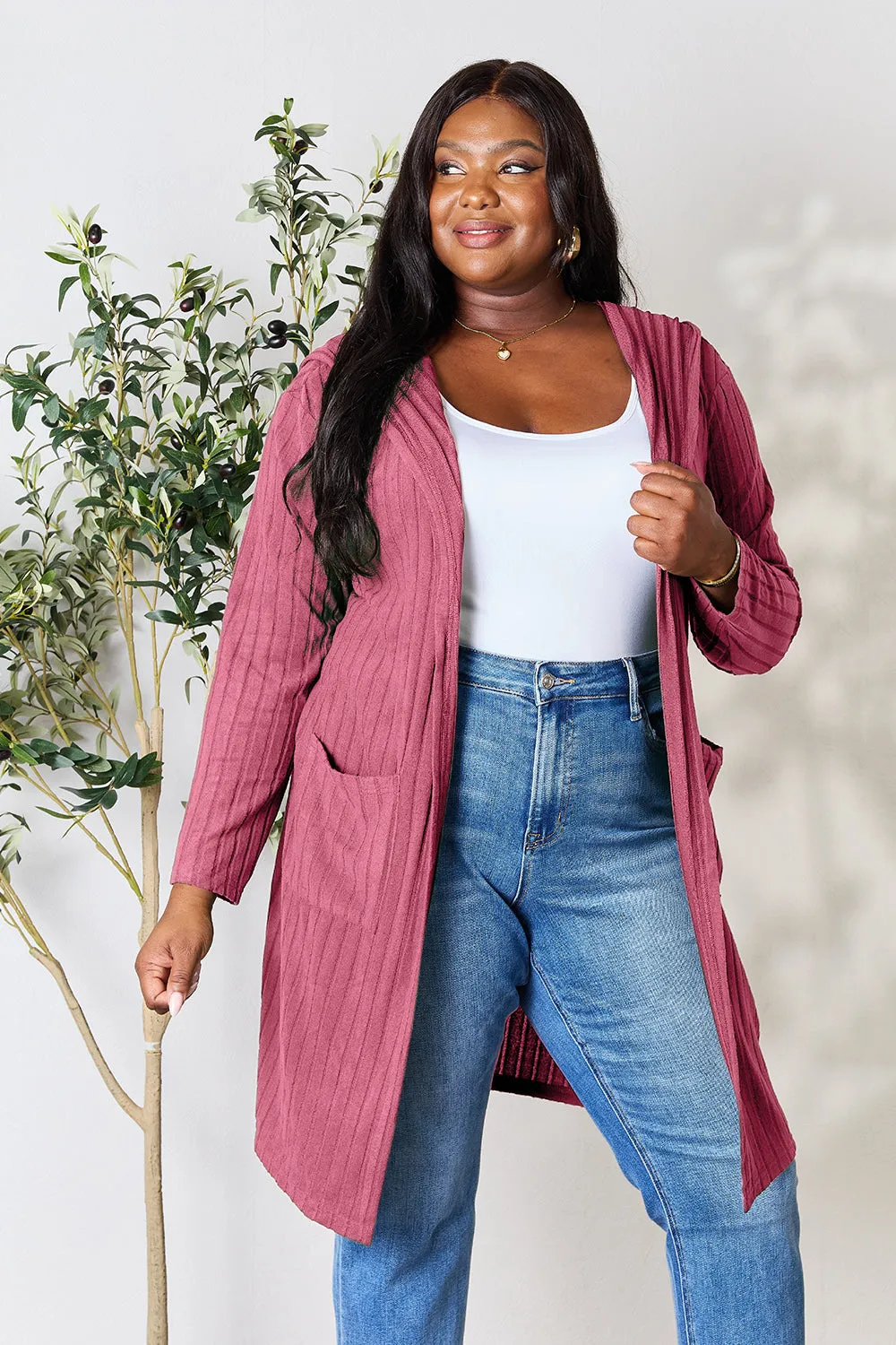 Black Hooded Sweater Cardigan