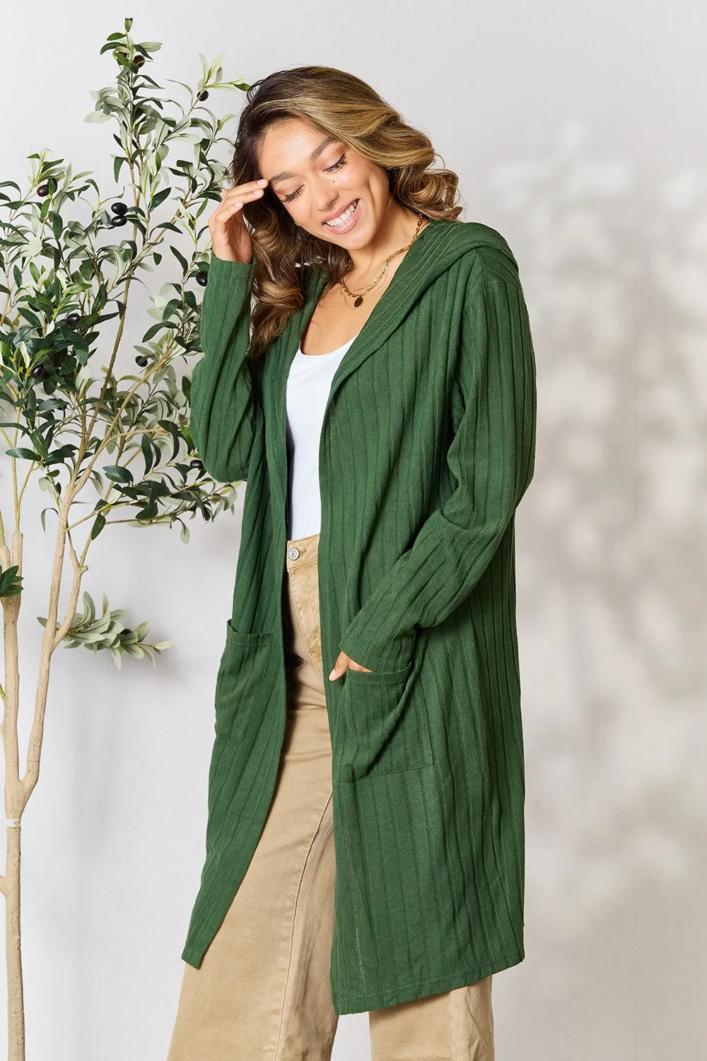 Black Hooded Sweater Cardigan