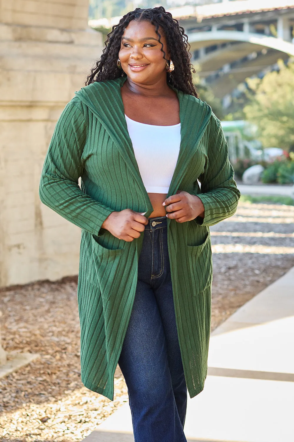 Black Hooded Sweater Cardigan