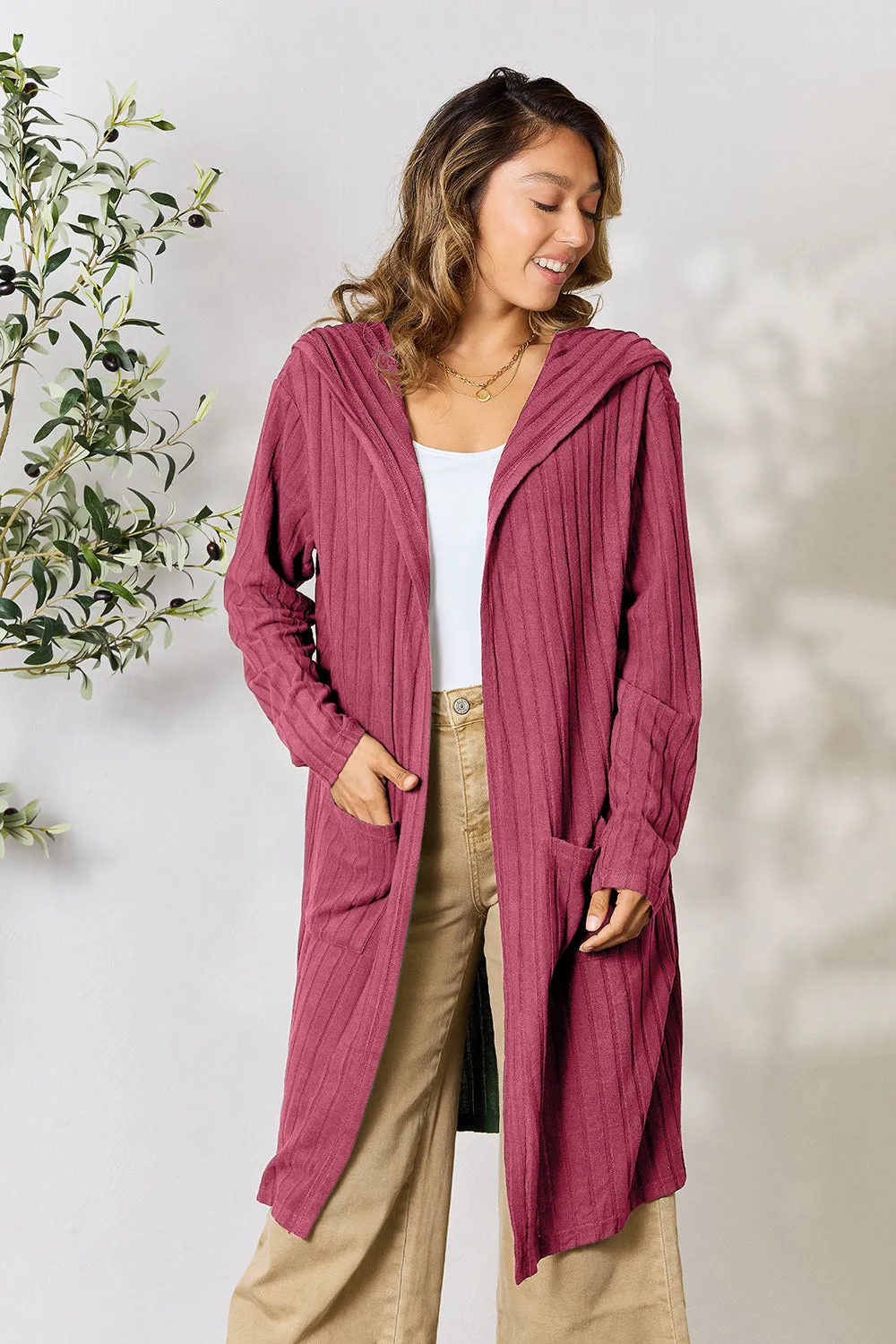 Black Hooded Sweater Cardigan