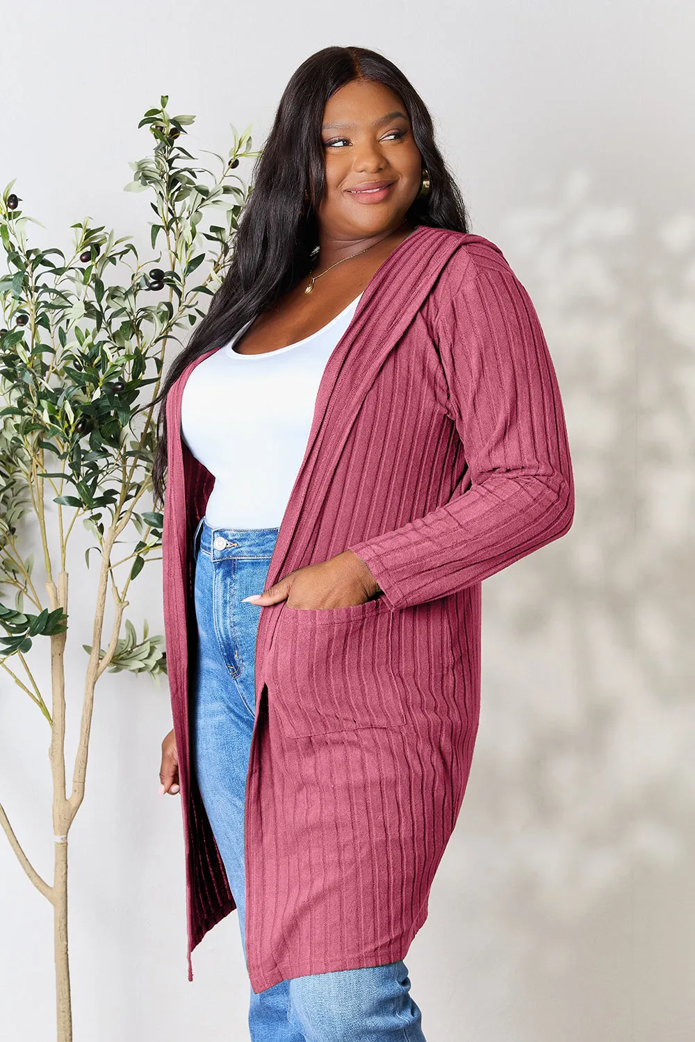 Black Hooded Sweater Cardigan