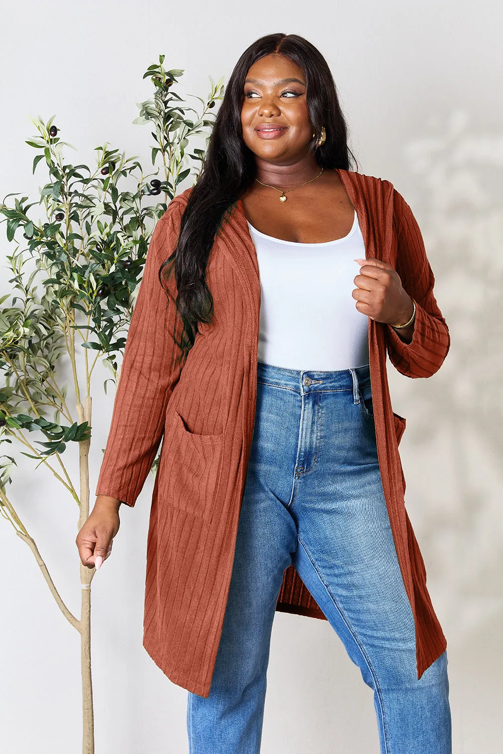 Black Hooded Sweater Cardigan