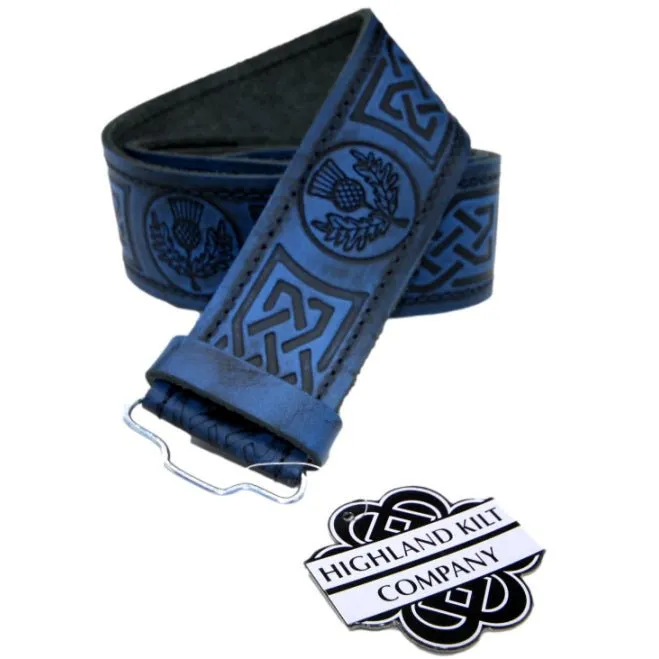 Blue Wash Kilt Belts, Accessory for Traditional Kilt, Modern Kilts