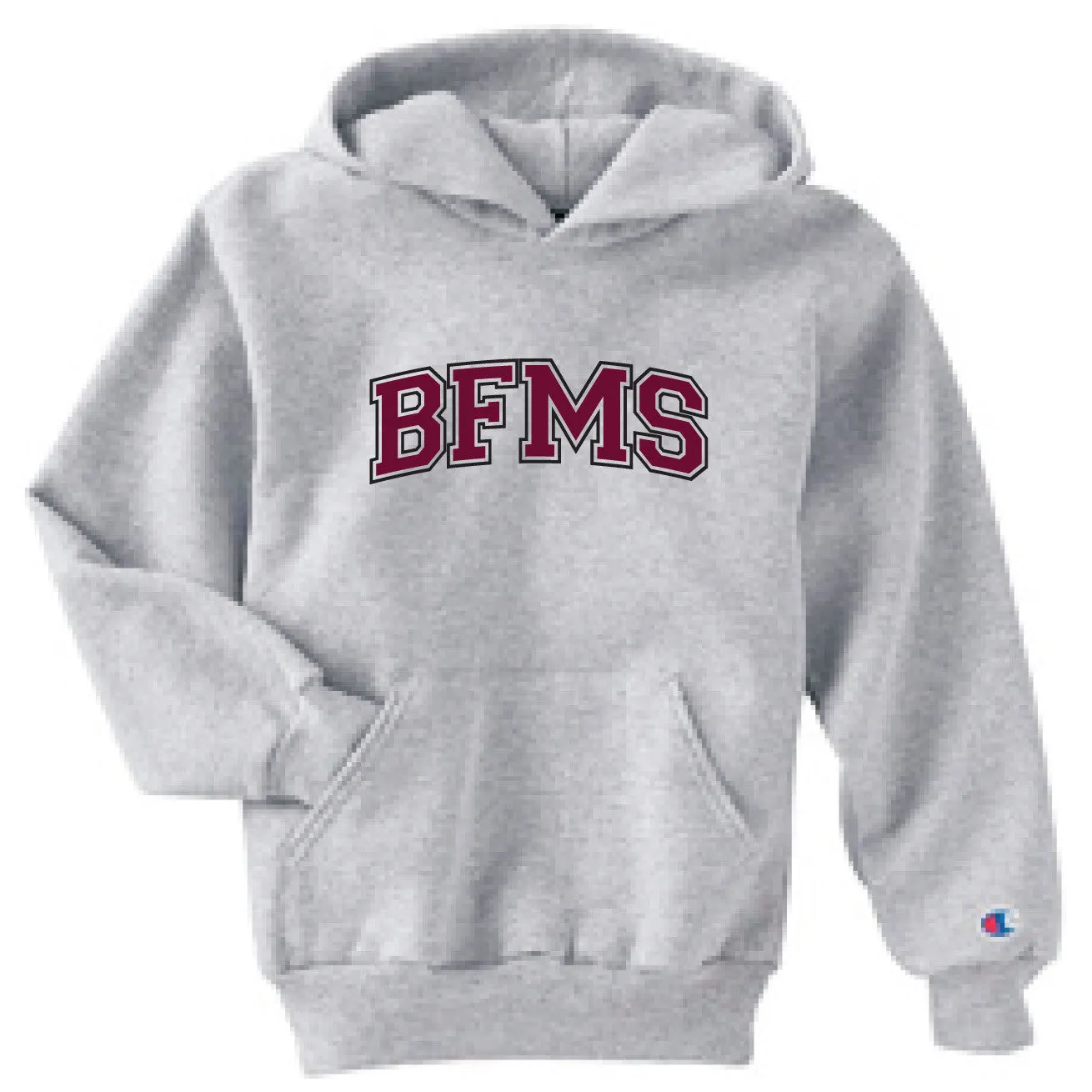 Champion Pullover Hooded Sweatshirt <br>LIGHT STEEL w/ Maroon and Black Ink