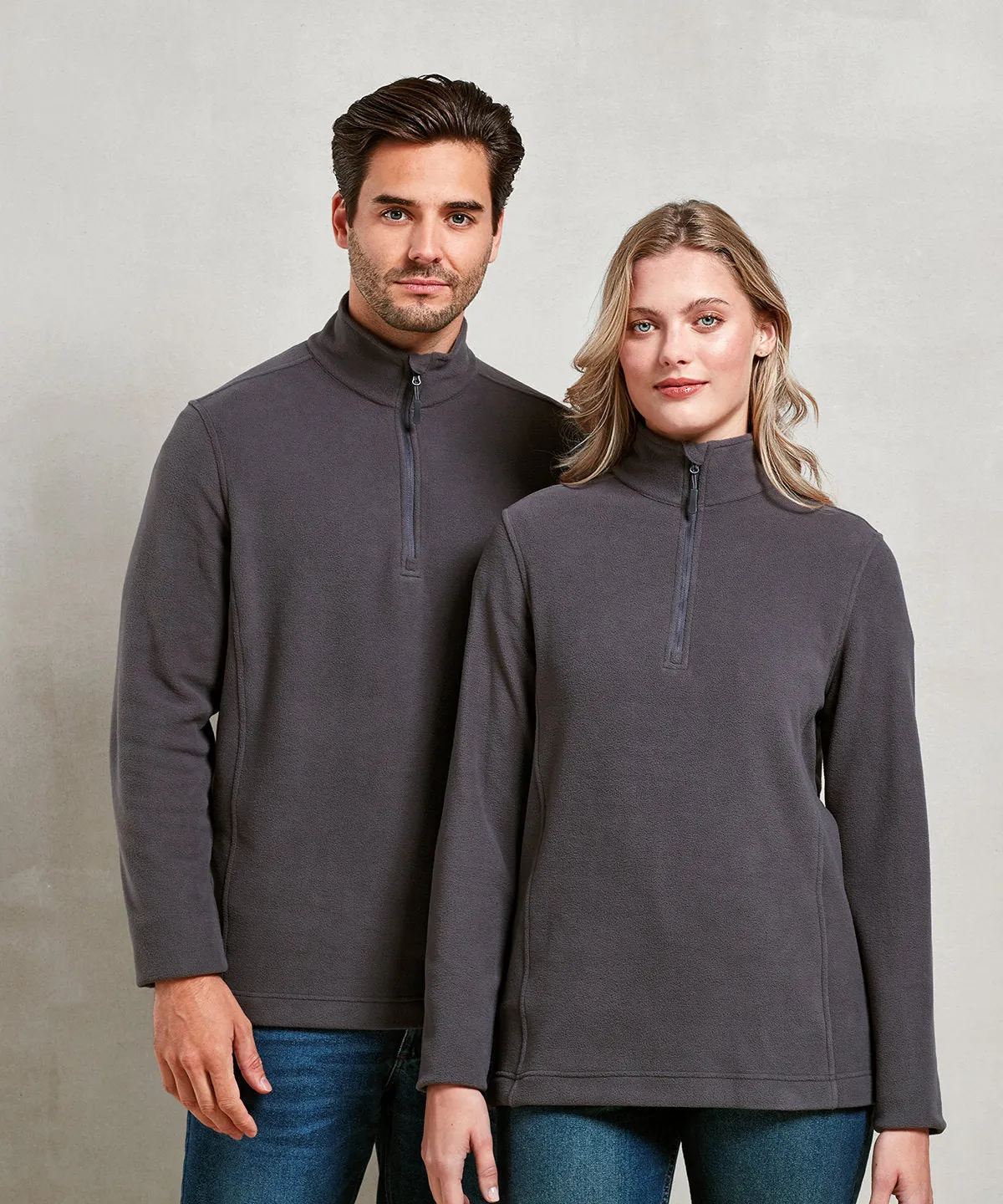 Dark Grey - Unisex ÔRecyclightÕ 1/4 zip microfleece