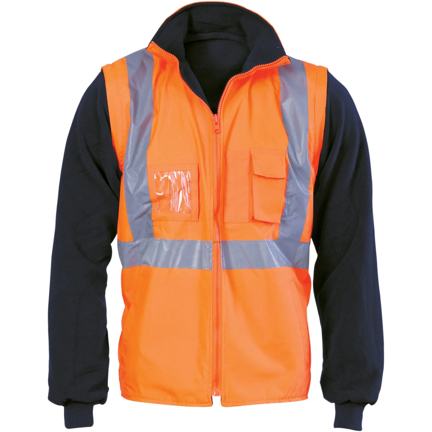 DNC Hi Vis Cross Back D/N "4 in 1" Zip Off Sleeve Reversible Vest (3994)