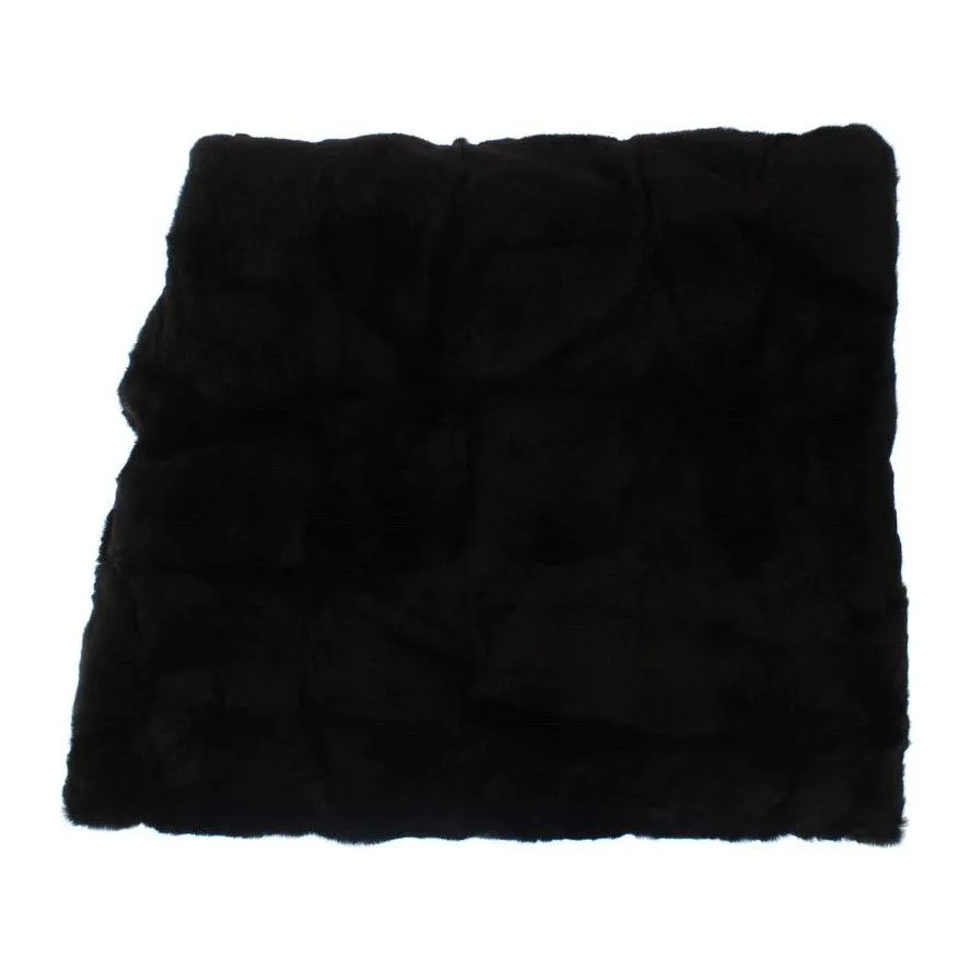 Dolce & Gabbana Chic Black Weasel Fur Hooded Scarf Wrap