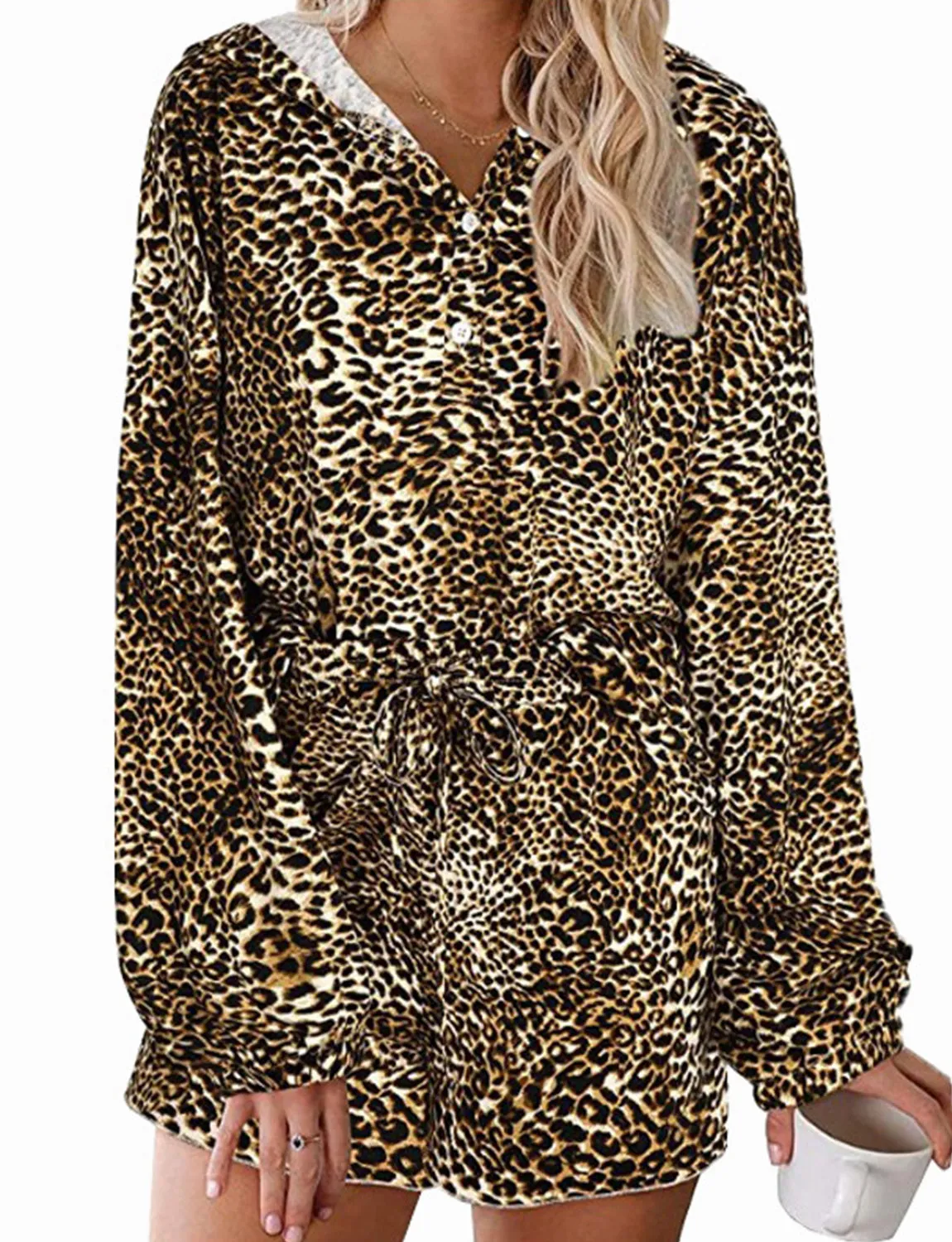 Gradient tie-dye hooded long sleeved homewear pajamas-3