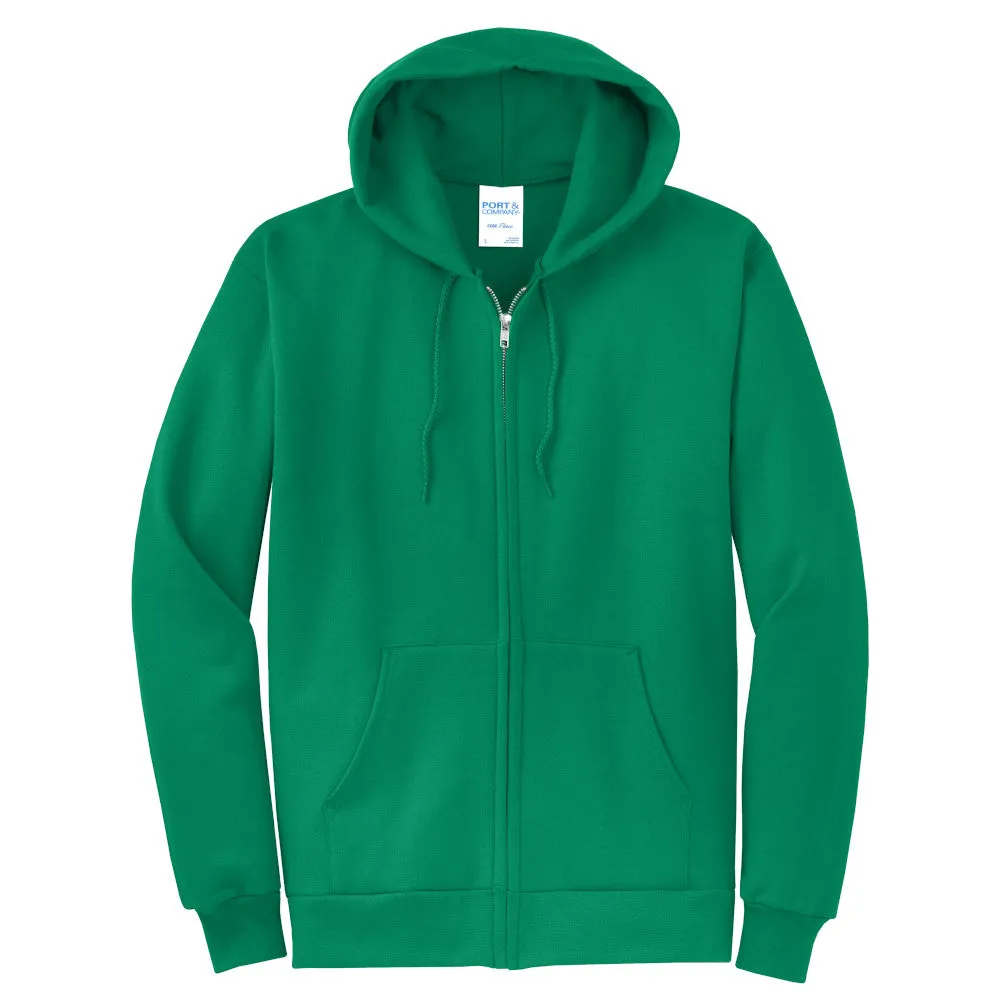Port & Company® Core Fleece Full-Zip Hooded Sweatshirt - Kelly Green