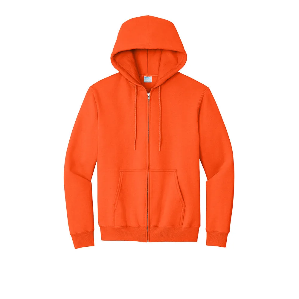 Port & Company® Essential Fleece Full-Zip Hooded Sweatshirt - Safety Orange