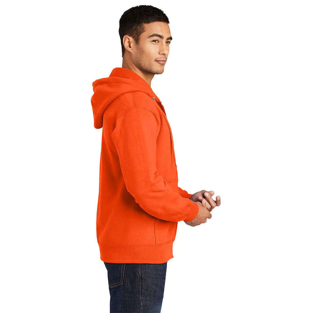 Port & Company® Essential Fleece Full-Zip Hooded Sweatshirt - Safety Orange