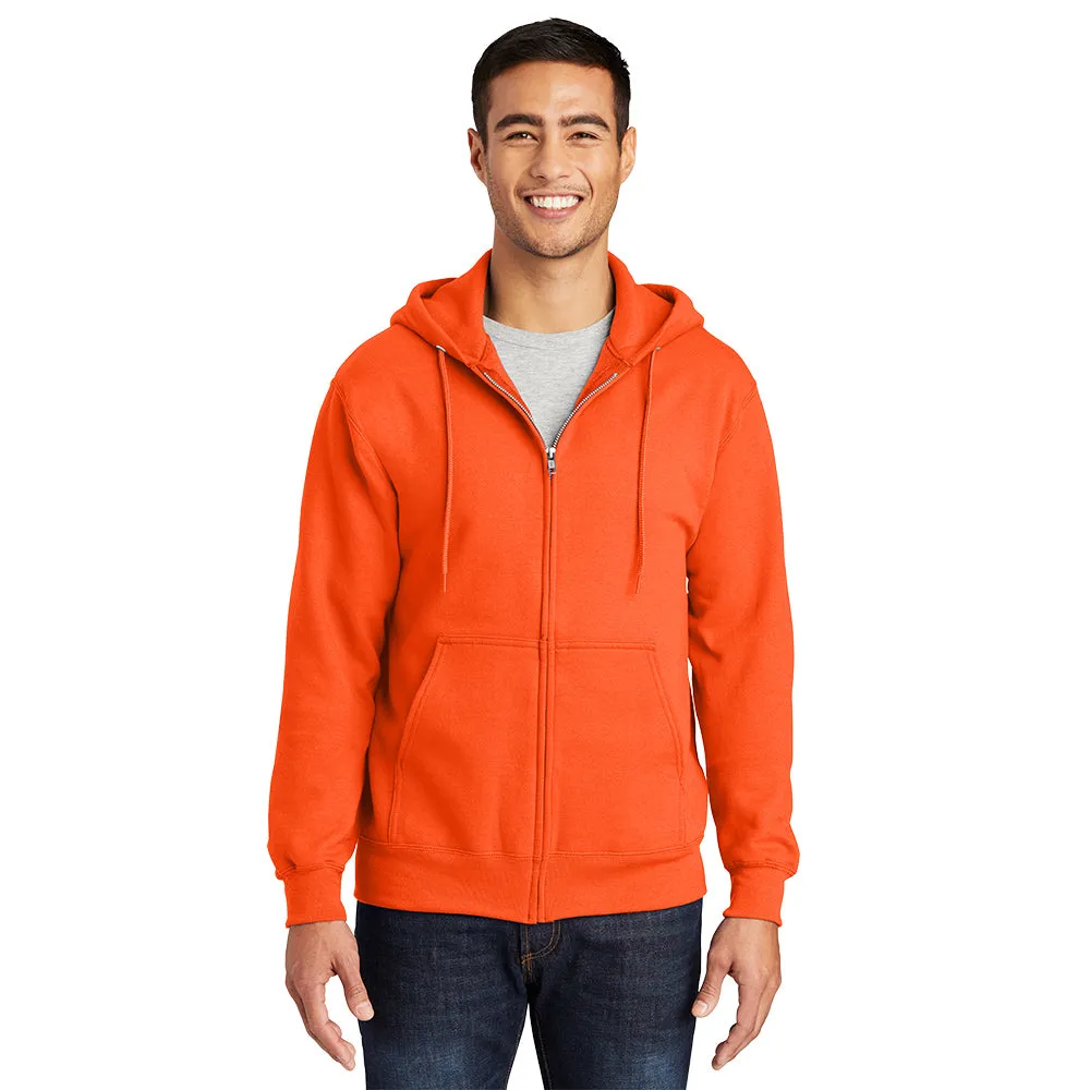 Port & Company® Essential Fleece Full-Zip Hooded Sweatshirt - Safety Orange