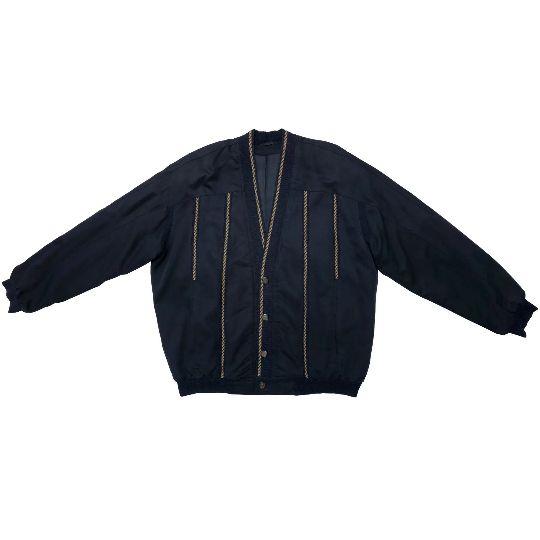 Post-WWII Gabardine Braided Rib Piping Cardigan Jacket