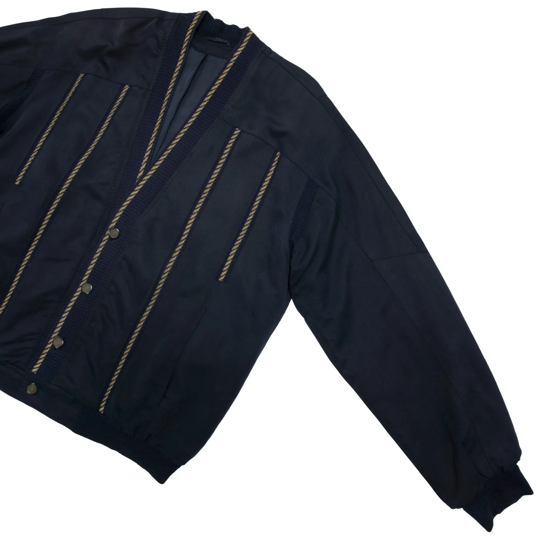 Post-WWII Gabardine Braided Rib Piping Cardigan Jacket