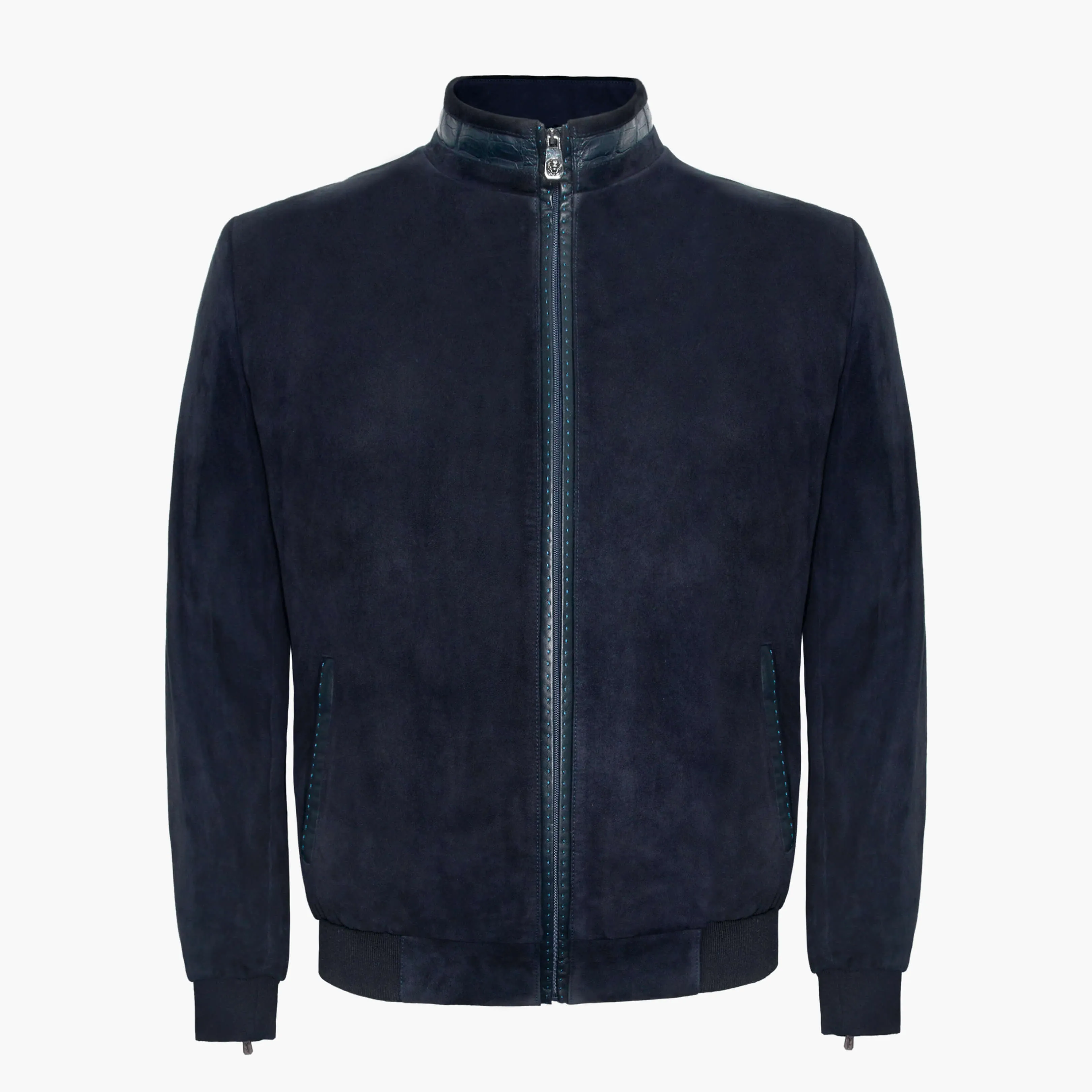 Suede & Crocodile Leather Bomber Jacket