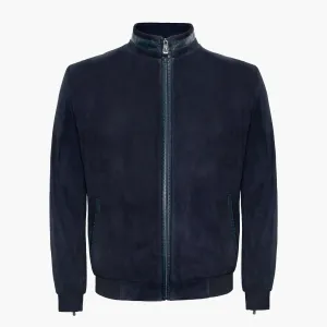 Suede & Crocodile Leather Bomber Jacket
