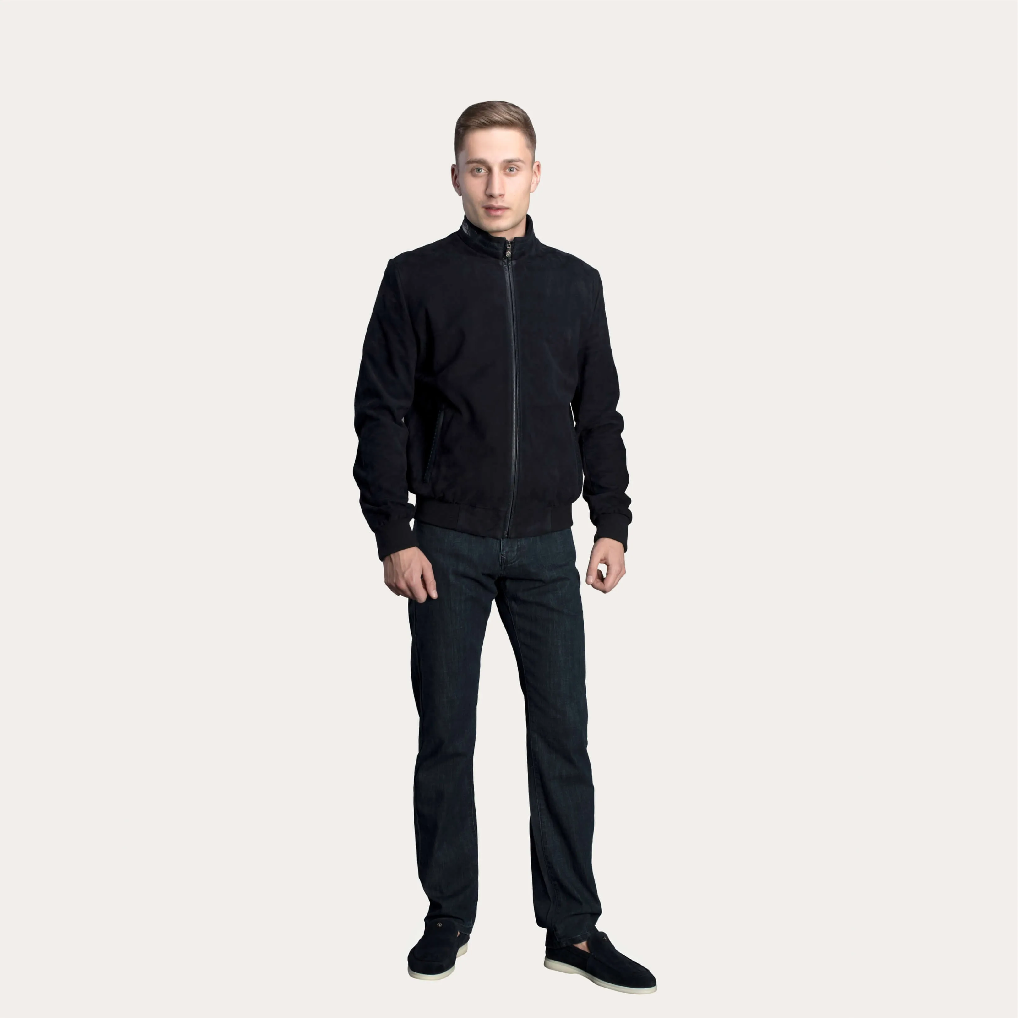 Suede & Crocodile Leather Bomber Jacket
