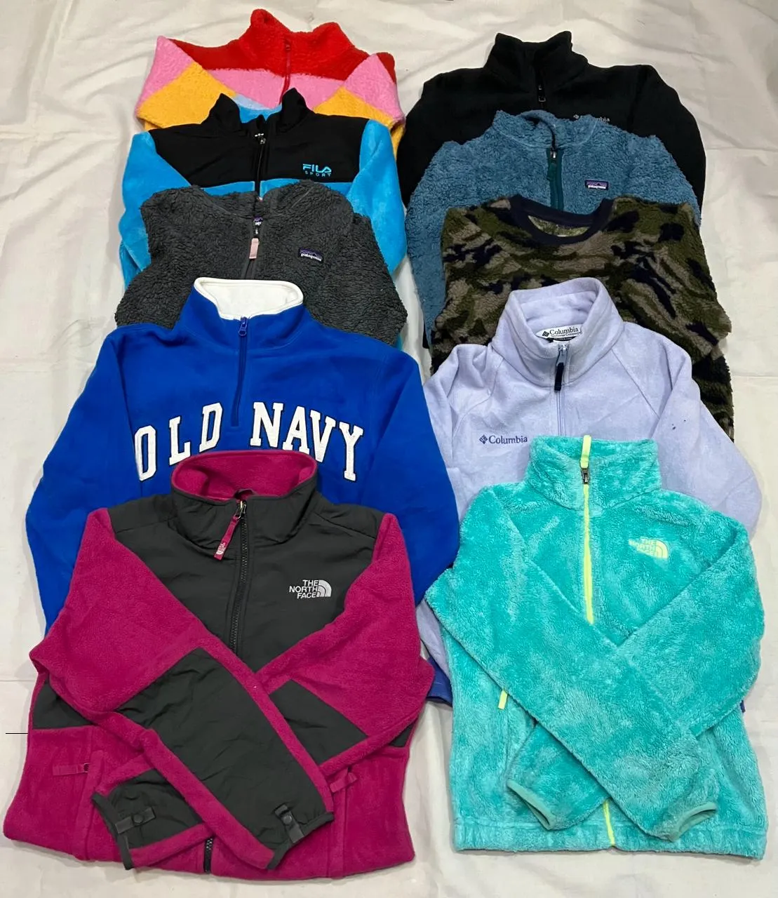 The North Face, Patagonia, Adidas, Champion, Old Navy, Gap, Fila, Timberland, Tommy, and NFL Children Fleece Jackets - 40 Pieces